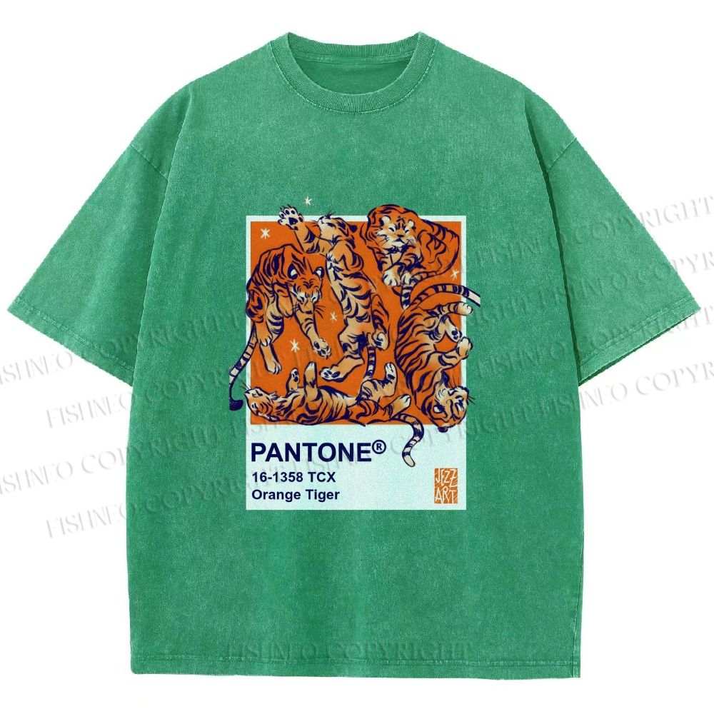 Unisex Pantone Tigers Printed Washed Tee