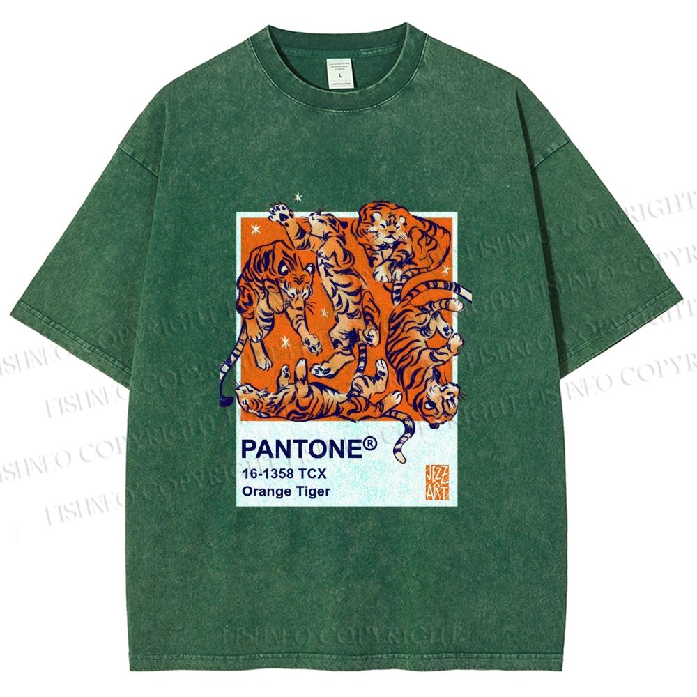 Unisex Pantone Tigers Printed Washed Tee