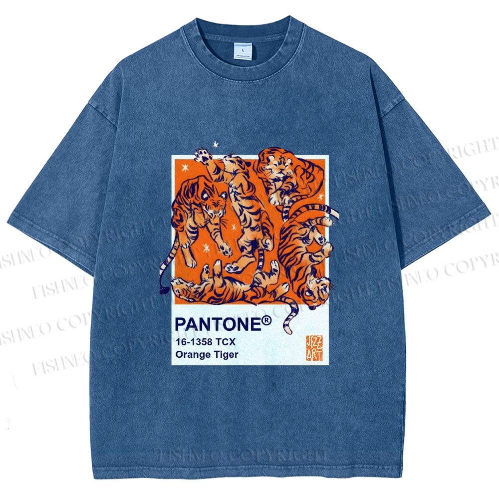 Unisex Pantone Tigers Printed Washed Tee