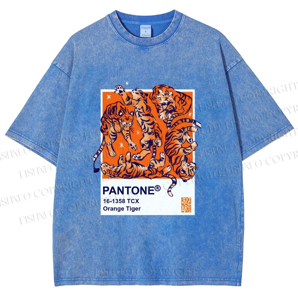 Unisex Pantone Tigers Printed Washed Tee