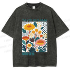 Unisex Yayoi Kusama Flowers Printed Washed Tee