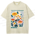 Unisex Yayoi Kusama Flowers Printed Washed Tee
