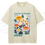 Unisex Yayoi Kusama Flowers Printed Washed Tee