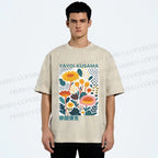 Unisex Yayoi Kusama Flowers Printed Washed Tee