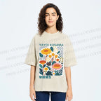 Unisex Yayoi Kusama Flowers Printed Washed Tee