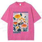 Unisex Yayoi Kusama Flowers Printed Washed Tee