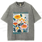 Unisex Yayoi Kusama Flowers Printed Washed Tee