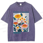 Unisex Yayoi Kusama Flowers Printed Washed Tee