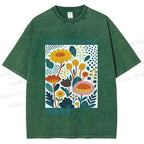 Unisex Yayoi Kusama Flowers Printed Washed Tee