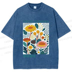 Unisex Yayoi Kusama Flowers Printed Washed Tee