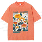Unisex Yayoi Kusama Flowers Printed Washed Tee