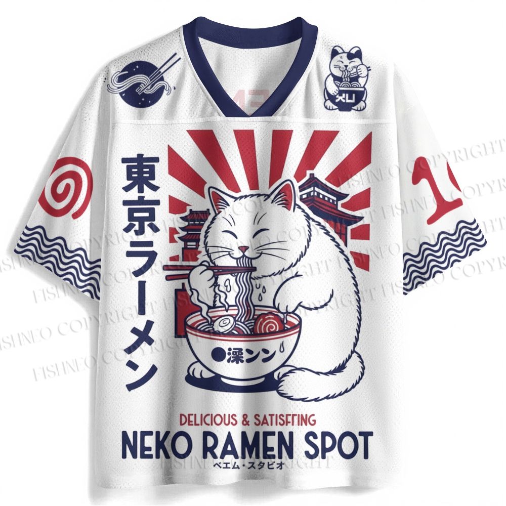 Tokyo Ramen Cat Printed Jersey Shirts
