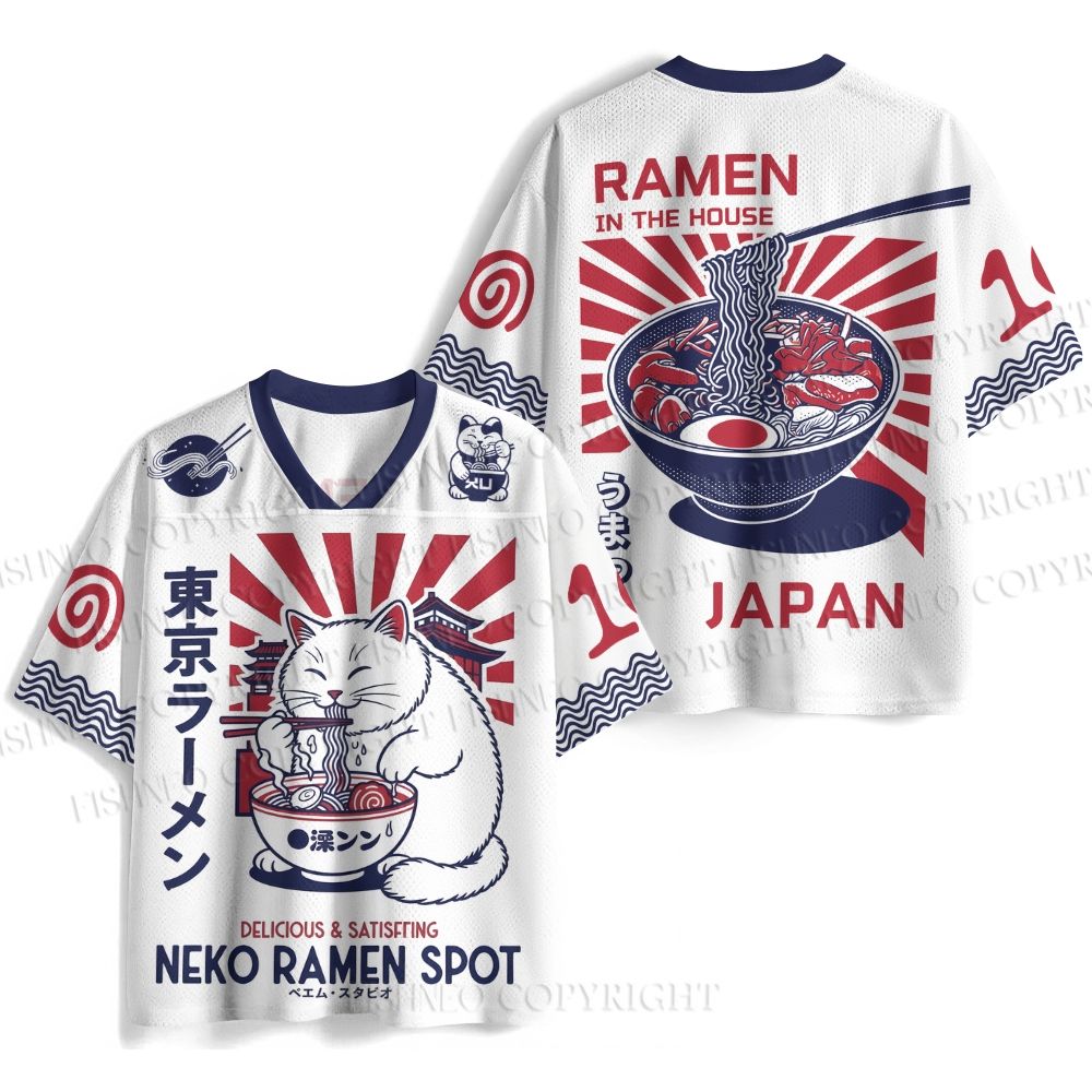 Tokyo Ramen Cat Printed Jersey Shirts