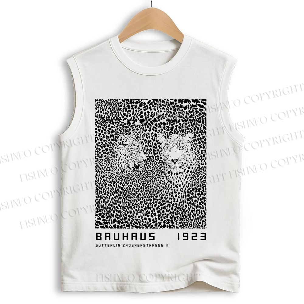 Unisex Bauhaus Style Leopard Printed Cotton Tank Top