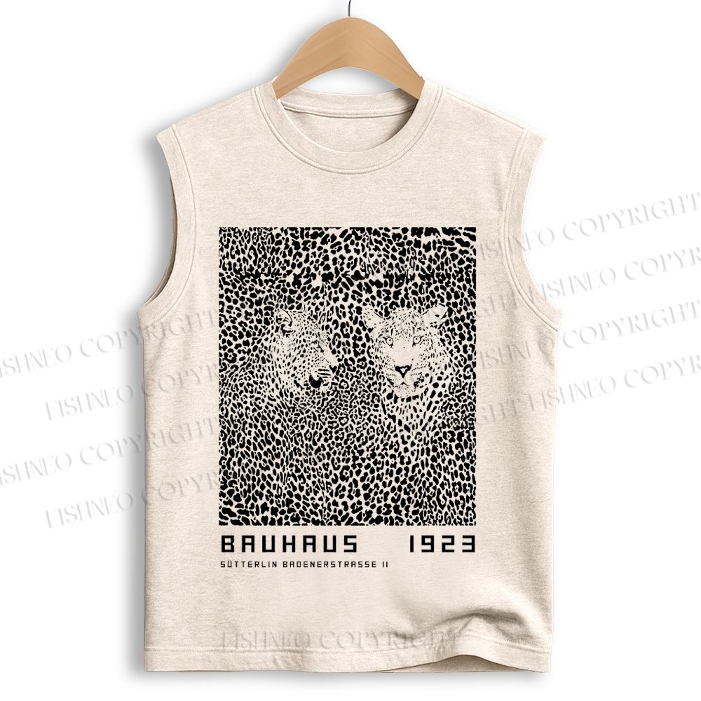 Unisex Bauhaus Style Leopard Printed Cotton Tank Top