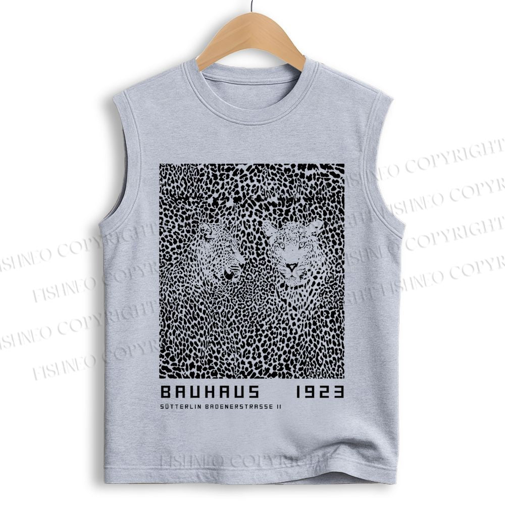 Unisex Bauhaus Style Leopard Printed Cotton Tank Top