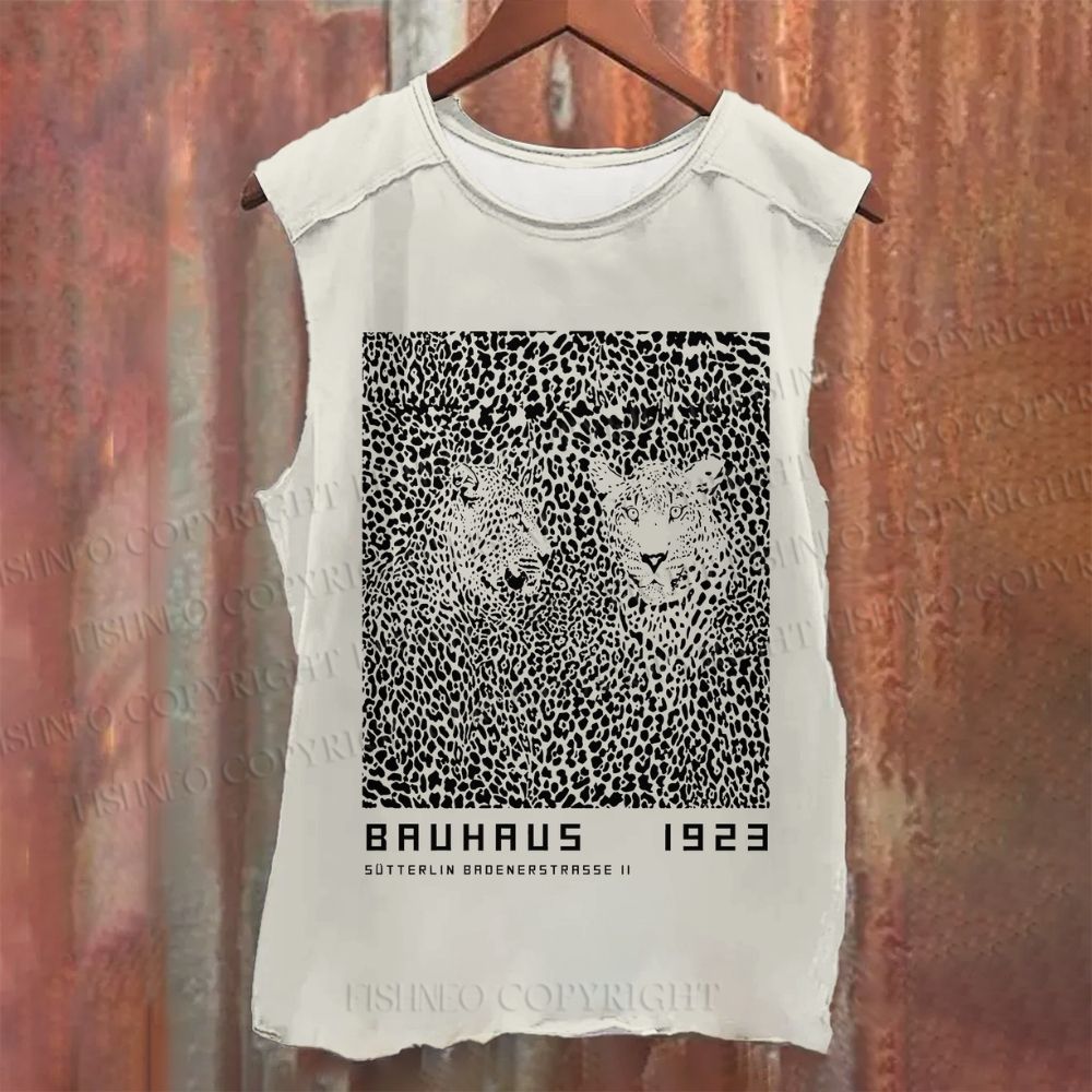 Unisex Casual Bauhaus Style Leopard Printed Tank Top