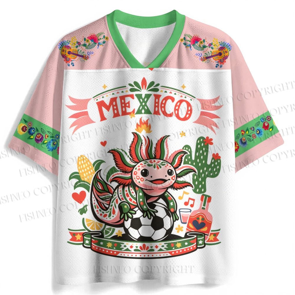Floral Axolotl Mexico Football Printed Jersey Shirts