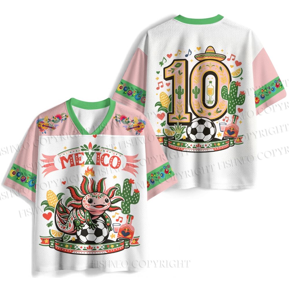 Floral Axolotl Mexico Football Printed Jersey Shirts
