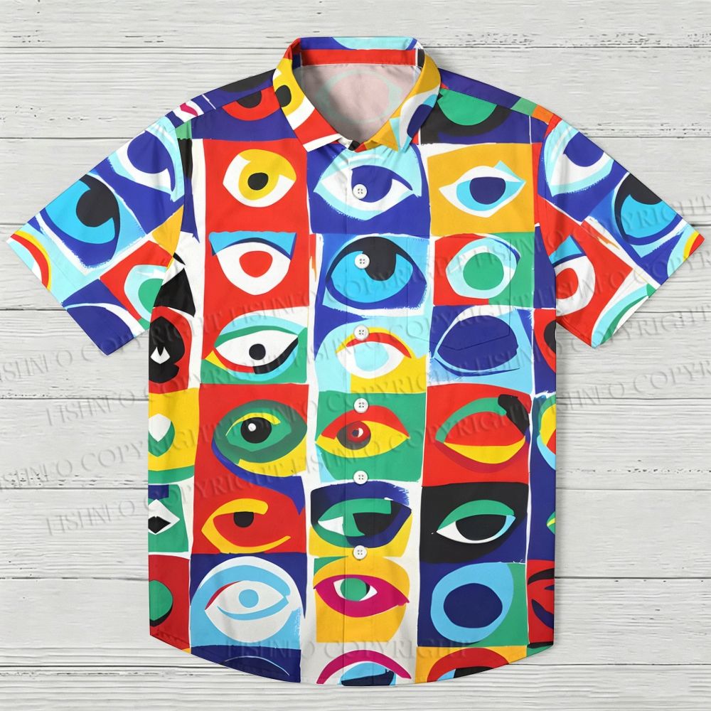 Colorful Eyes Printed Hawaiian Shirt