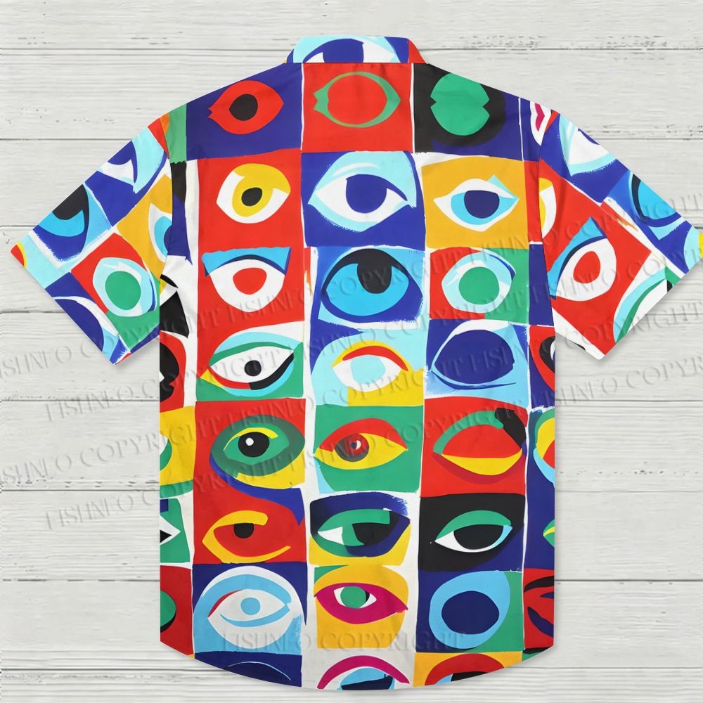 Colorful Eyes Printed Hawaiian Shirt