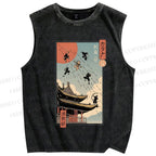 Unisex Catana Fight in Edo Printed Washed Tank Top