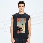 Unisex Catana Fight in Edo Printed Washed Tank Top