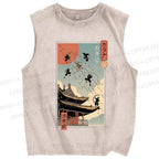 Unisex Catana Fight in Edo Printed Washed Tank Top