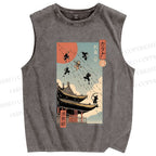 Unisex Catana Fight in Edo Printed Washed Tank Top