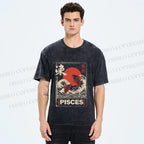 Unisex Koi Printed Washed Tee