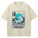 Unisex Koi Printed Washed Tee