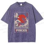 Unisex Koi Printed Washed Tee