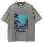 Unisex Koi Printed Washed Tee