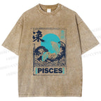 Unisex Koi Printed Washed Tee