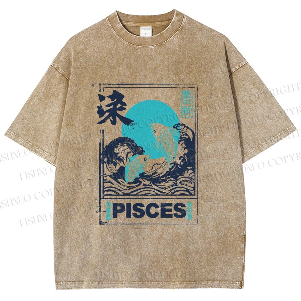 Unisex Koi Printed Washed Tee