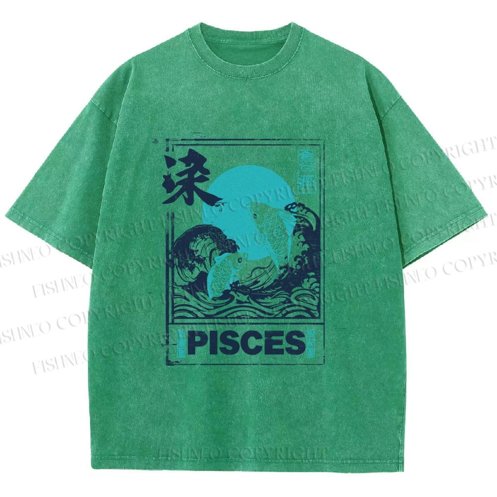 Unisex Koi Printed Washed Tee