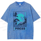 Unisex Koi Printed Washed Tee