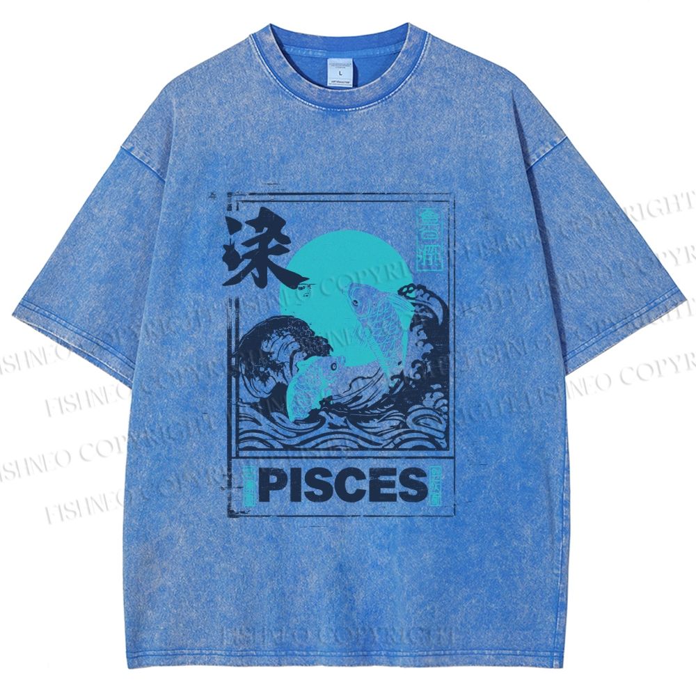 Unisex Koi Printed Washed Tee