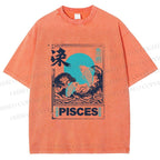 Unisex Koi Printed Washed Tee