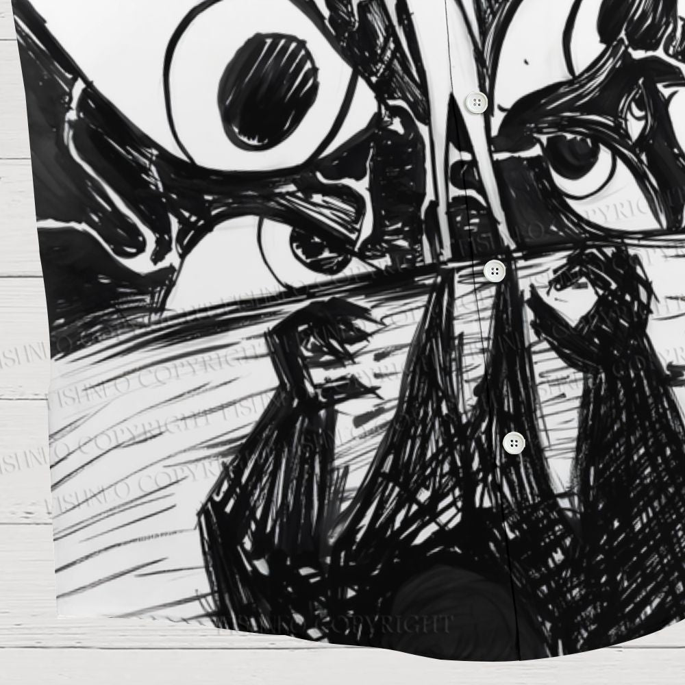 Chaotic Eyes in Black Hawaiian Shirt