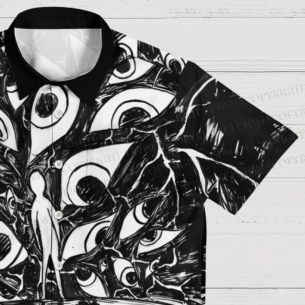 Chaotic Eyes in Black Hawaiian Shirt