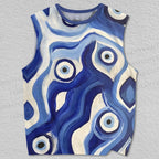 Unisex Evil Eyes in Waves Printed Tank Top