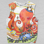 Unisex Giant Octopus Printed Tank Top