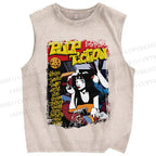 Unisex Pulp Fiction Vintage Poster Printed Washed Tank Top