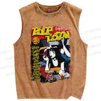Unisex Pulp Fiction Vintage Poster Printed Washed Tank Top