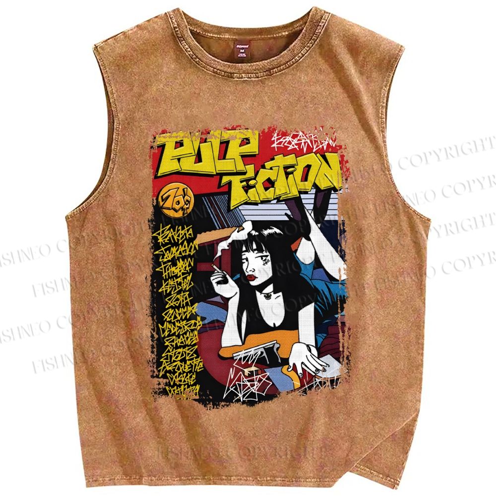 Unisex Pulp Fiction Vintage Poster Printed Washed Tank Top