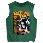 Unisex Pulp Fiction Vintage Poster Printed Washed Tank Top