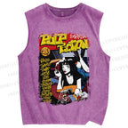 Unisex Pulp Fiction Vintage Poster Printed Washed Tank Top