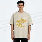Unisex Flower Man Running Printed Washed Tee