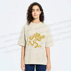 Unisex Flower Man Running Printed Washed Tee